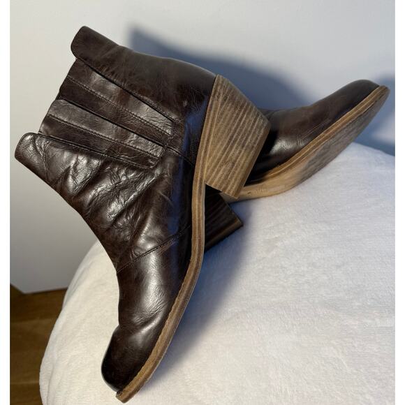 Eileen Fisher Oxblood Brown Leather Booties Ankle Boots 10 - Picture 4 of 8